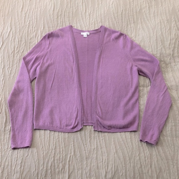 J Jill Linen Blend Open Cardigan - lavender XS - Picture 8 of 9